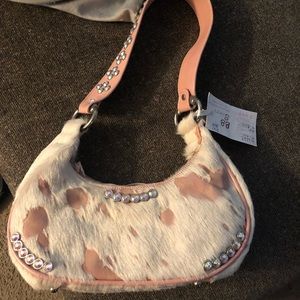 BB Simon Swarovski crystal and fur purse